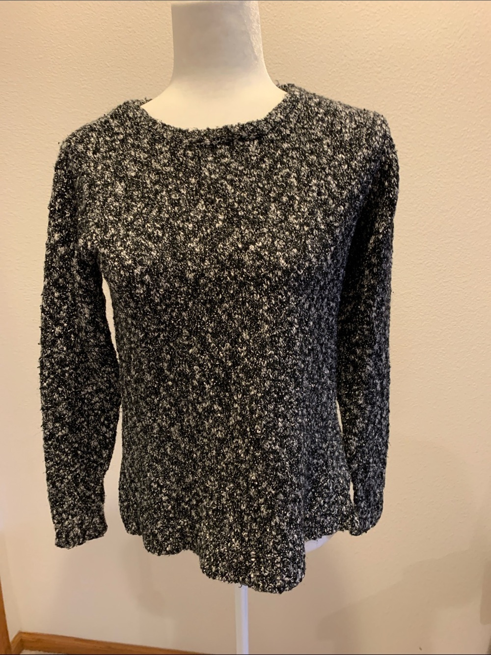 Buffalo David Bitton Black & White Marled Mixed Yarn Knit Sweater Small​​